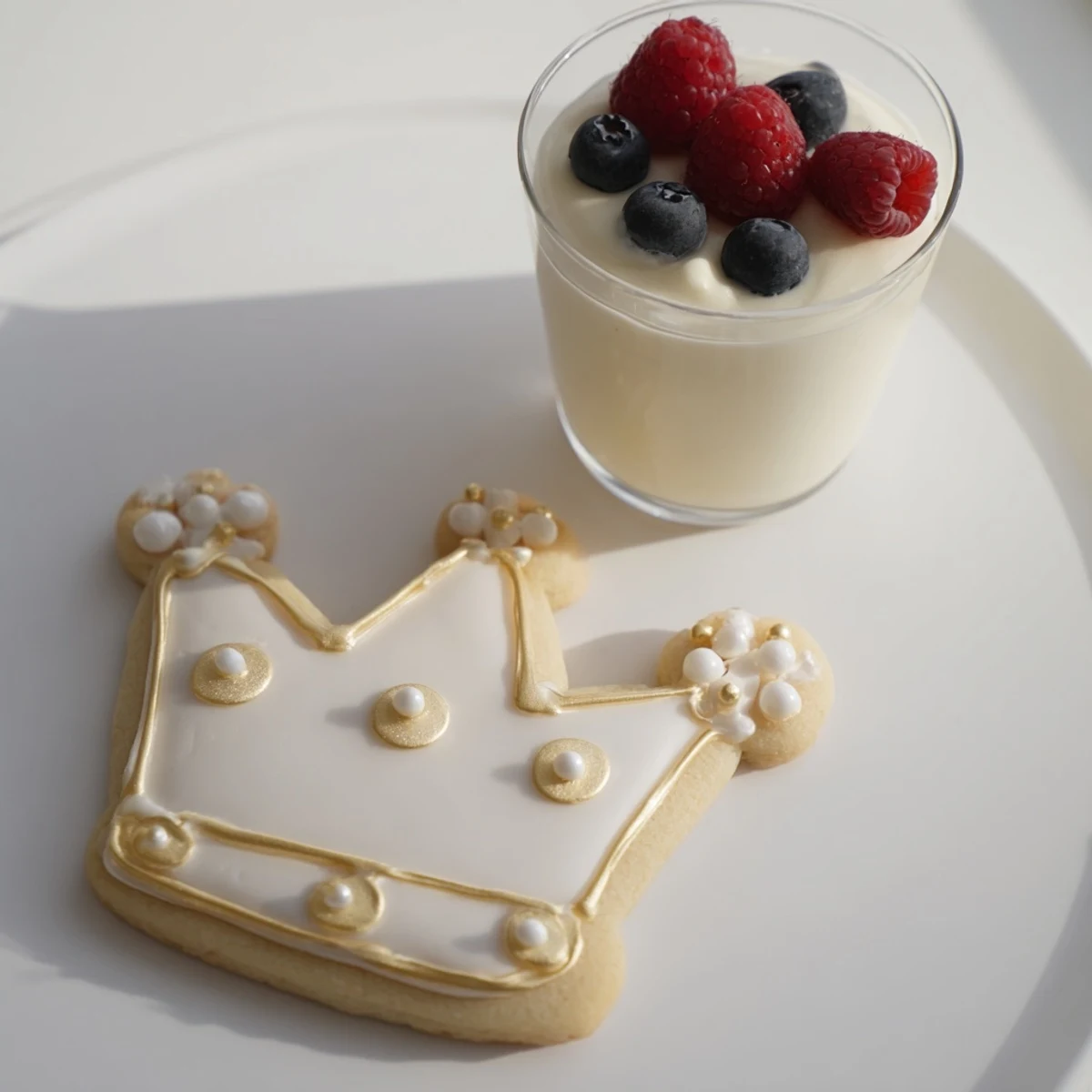 This beautiful Princess Crown Dessert Tray features a festive array of sweet sugar-crown cookies.