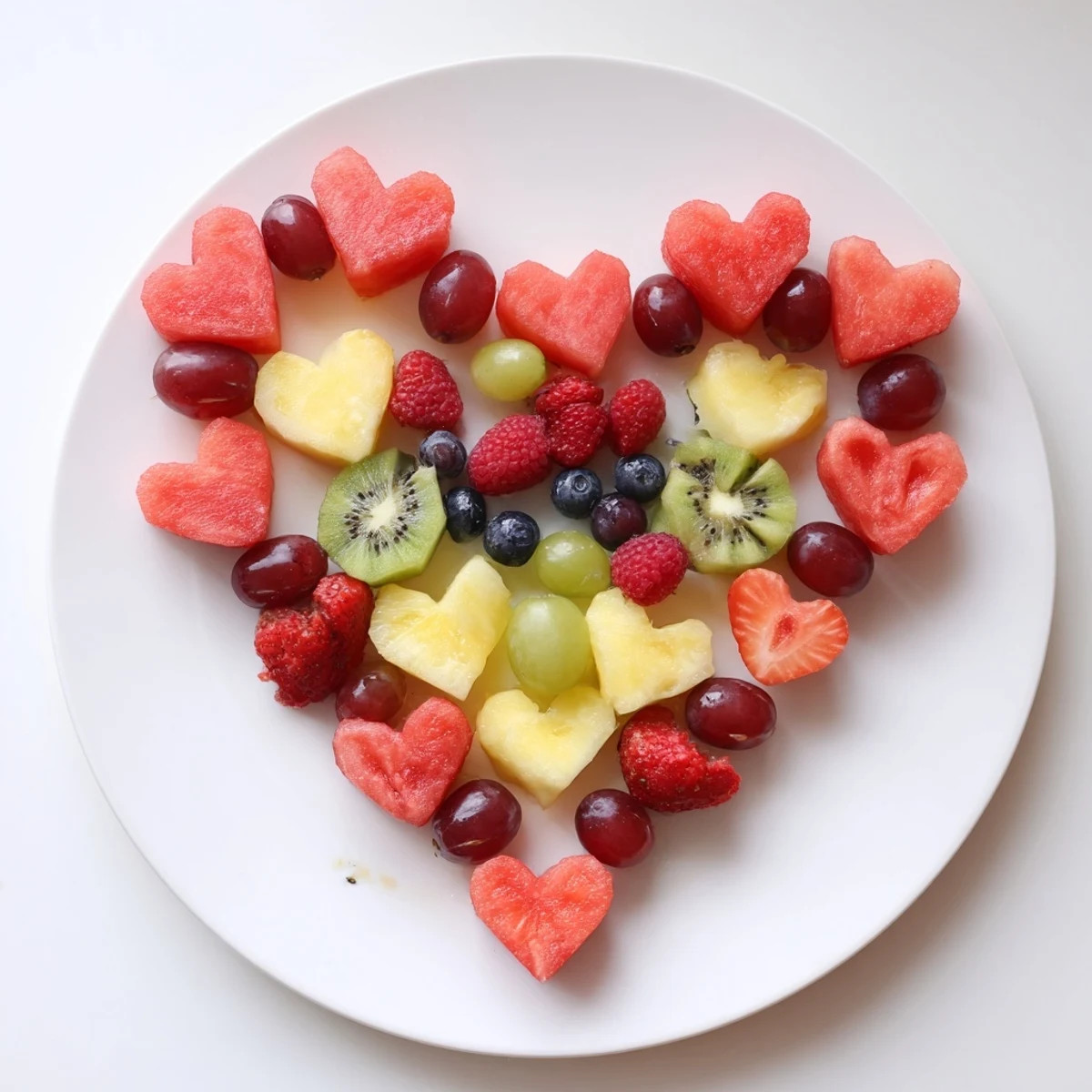 Imagine a festive Sweetheart Fruit Board with watermelon hearts plus a side of creamy dip, perfect dessert.