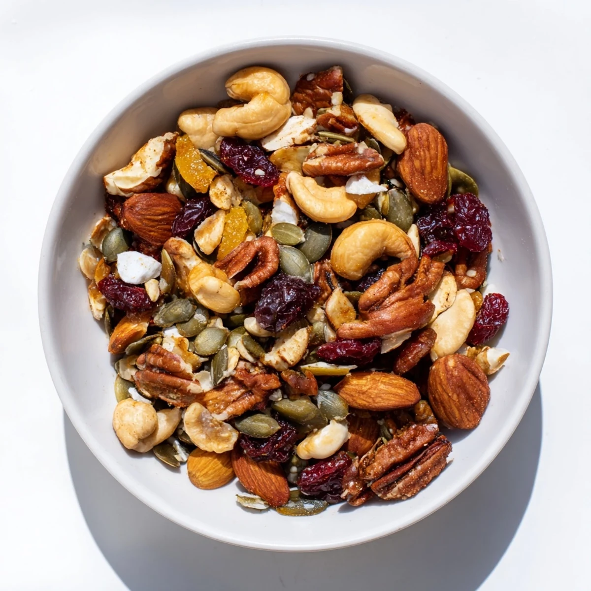 Delicious Nutty Nosh Squirrel Snack Mix with pecans, cranberries, and a hint of spice, perfect for sharing.