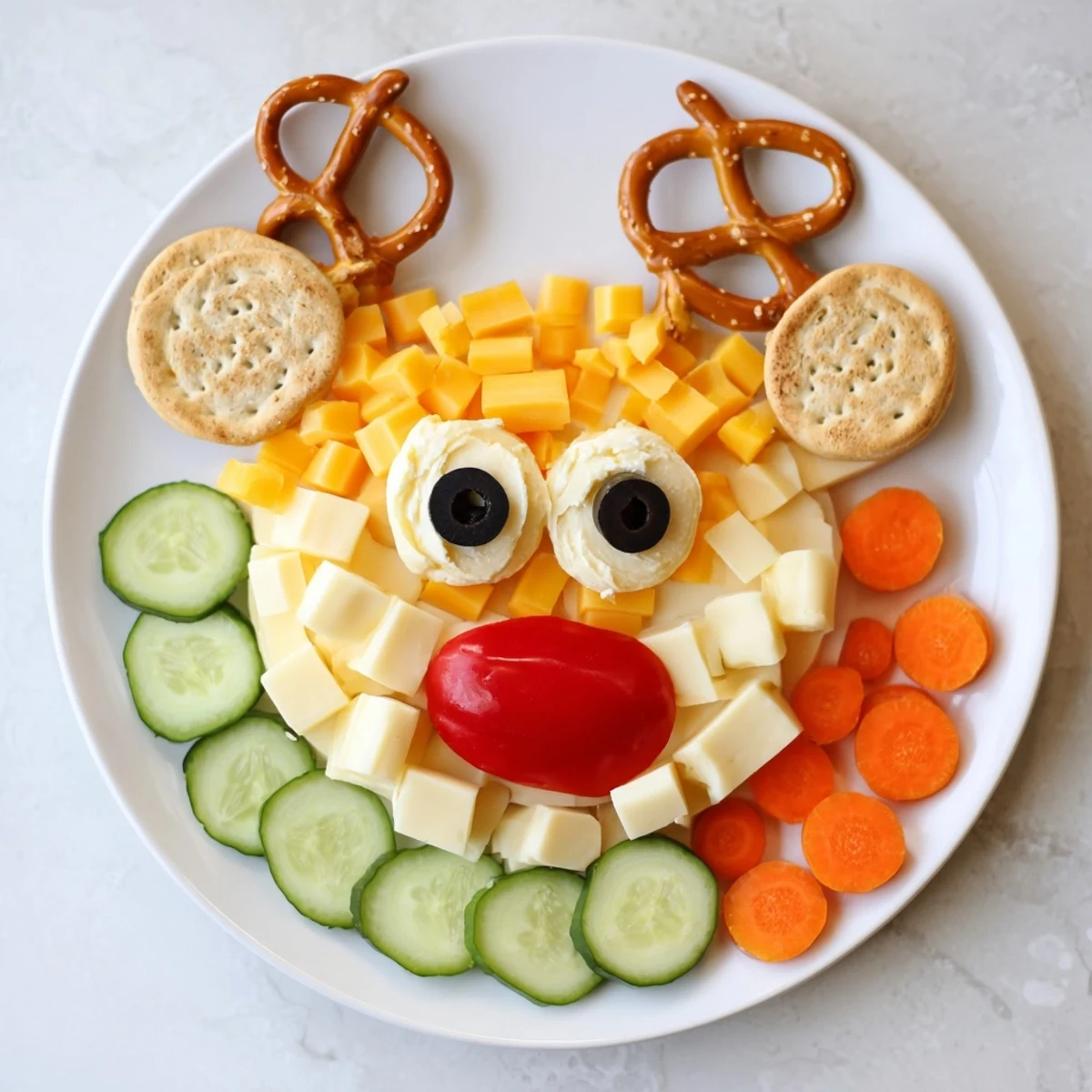 Cheesy Reindeer Face Platter