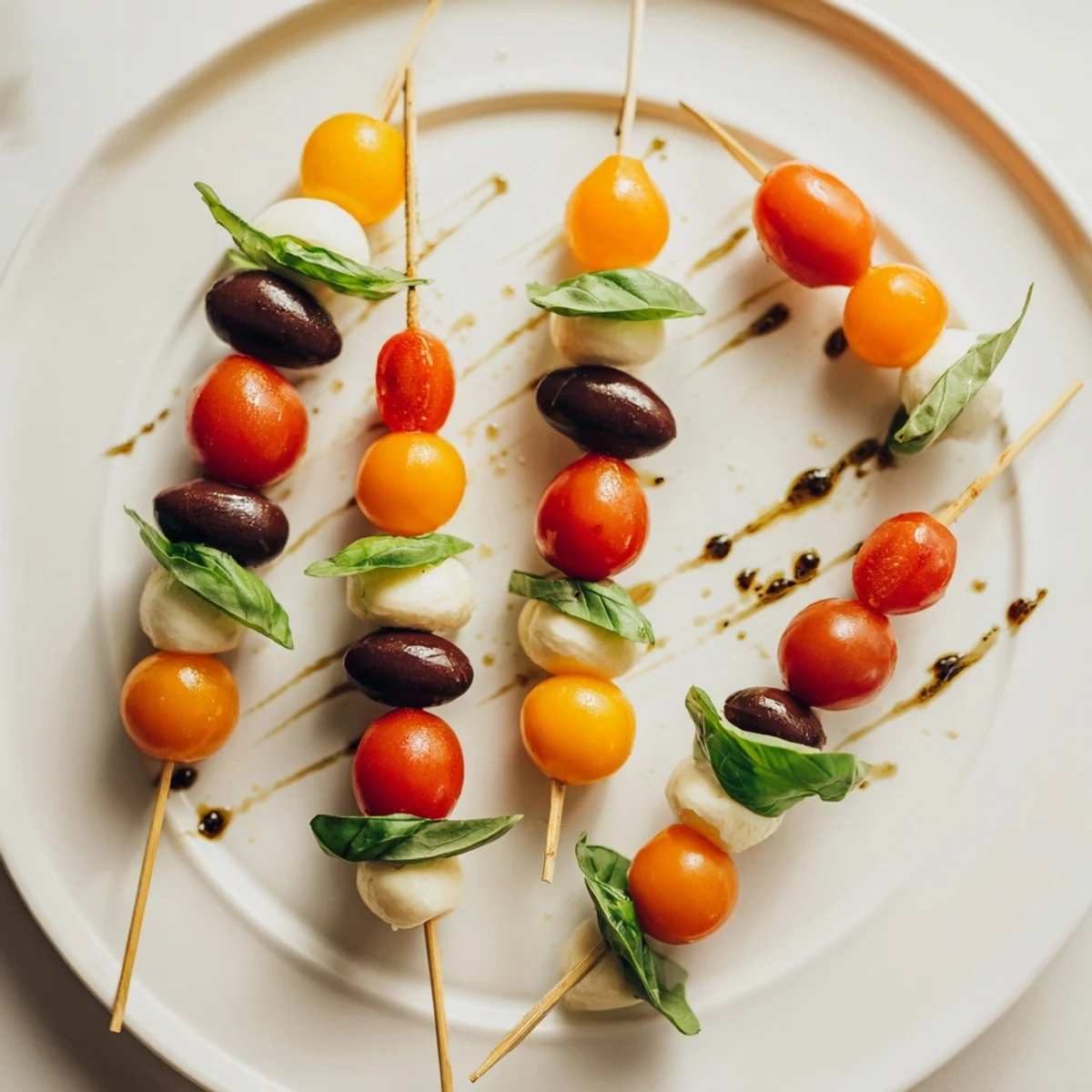 Christmas Lights Olive and Tomato Skewers: vibrant, colorful appetizer perfect for holiday gatherings, ready to serve.