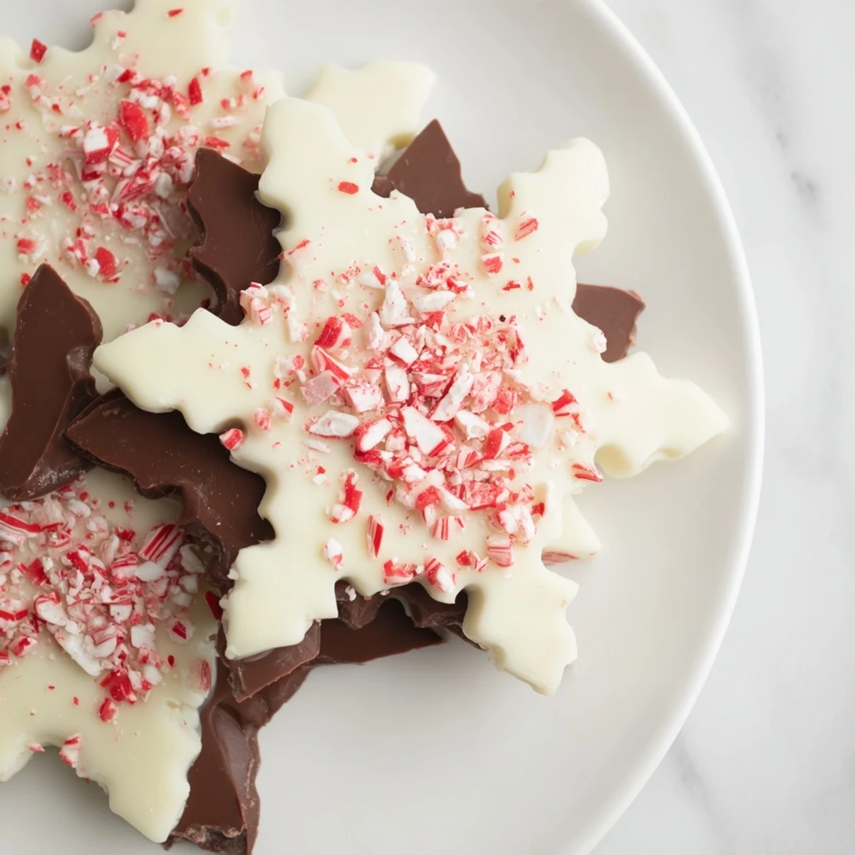 Peppermint Bark Snowflakes Treat