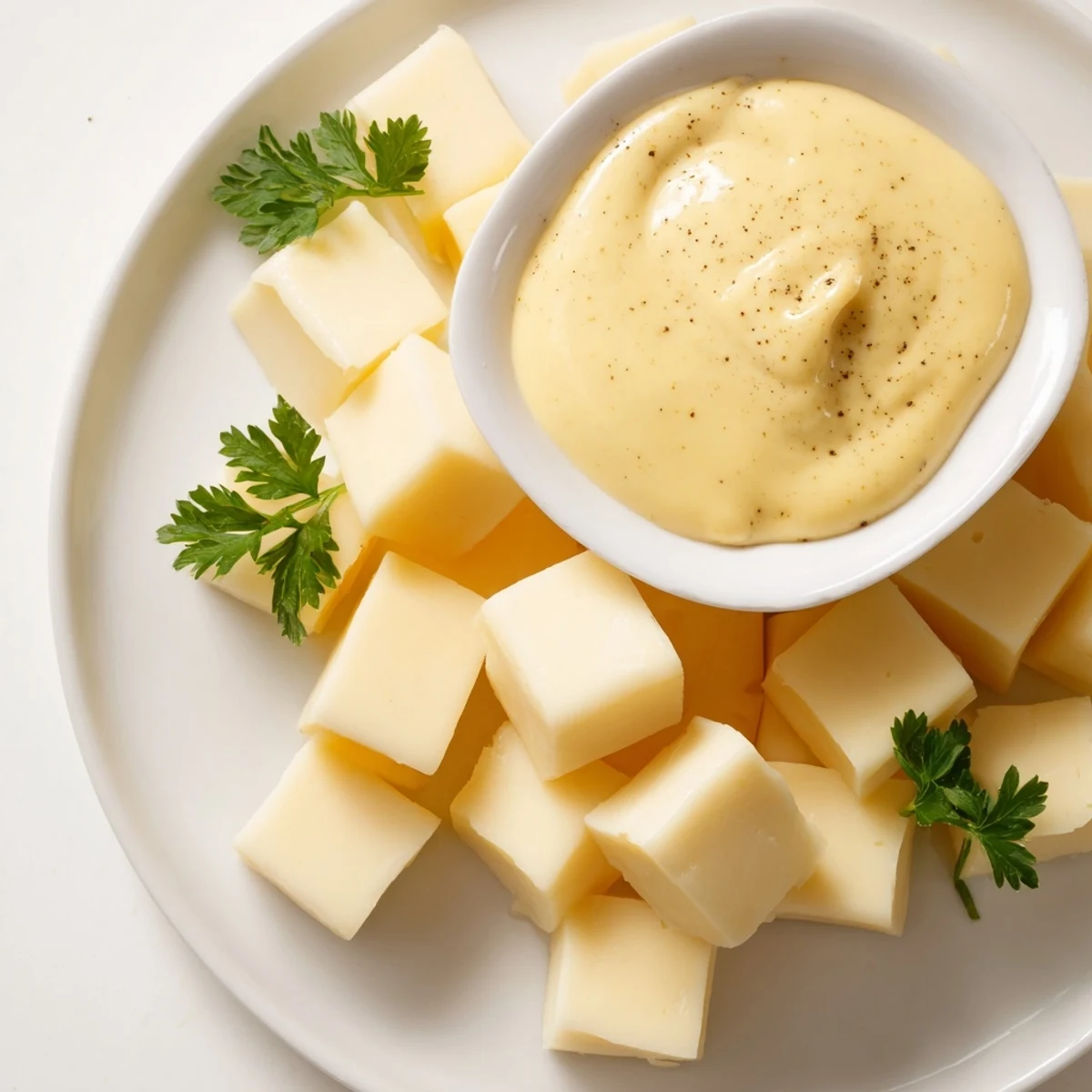 Creamy Gouda cheese cubes and mustard dip star in this simple, elegant cheese platter.