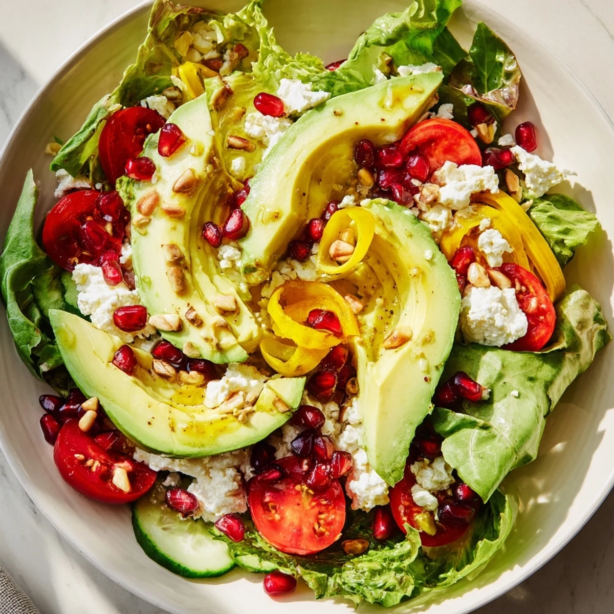 A light and refreshing Golden Ratio Salad, the perfect vegetarian lunch with bright colors and textures.