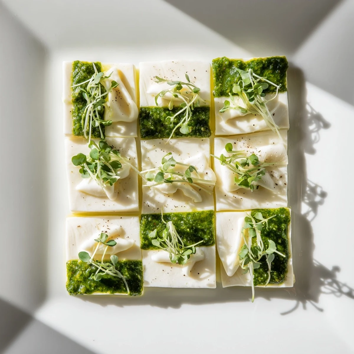 Enjoy the fresh herbs inside this stunning Checkerboard Garden appetizer, ideal for entertaining guests.