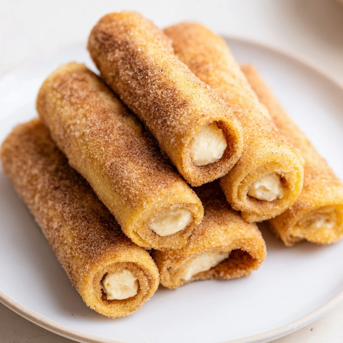 Golden, cinnamon-dusted Easy French Toast Roll-Ups, perfect for a quick breakfast or handheld snack.