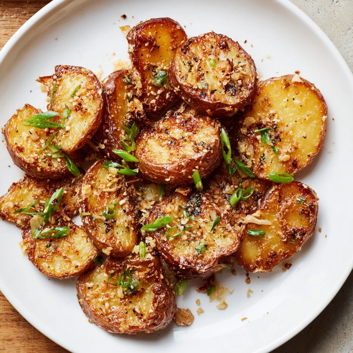 Oven-baked smashed green onion potato bombs showcasing a delicious, savory side dish with green onions.