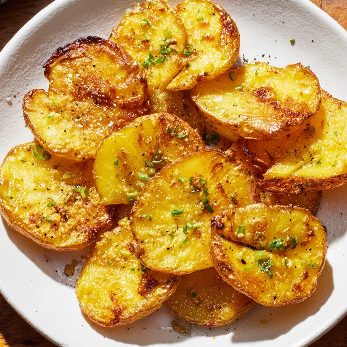 Rustic view of crispy smashed green onion potato bombs, a vegetarian, gluten-free side to savor warm.