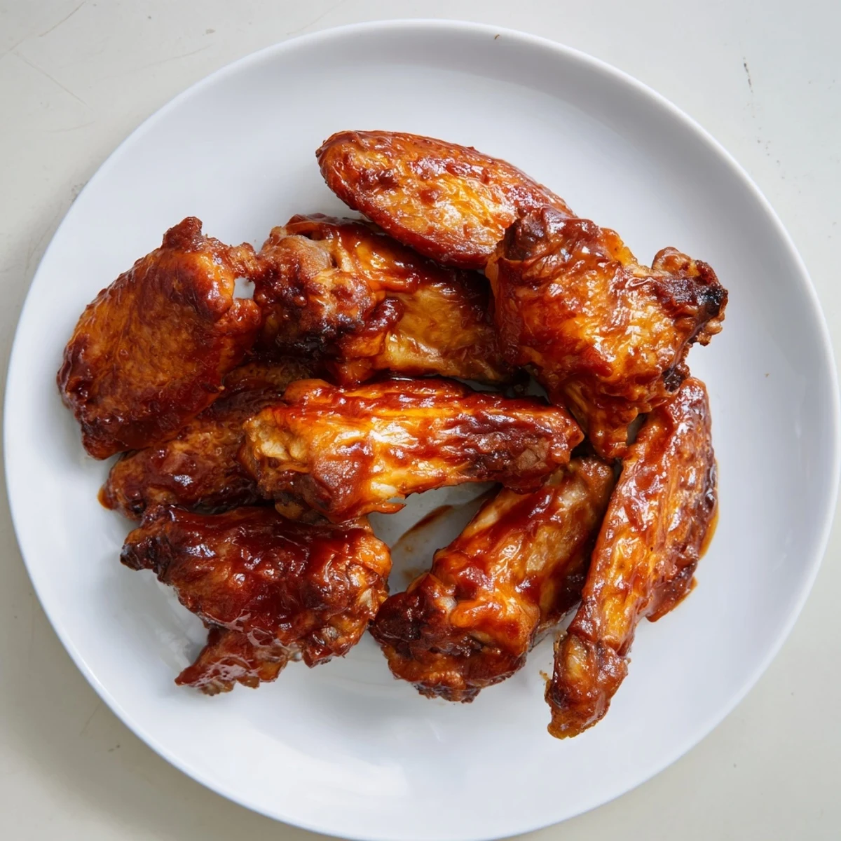 Crispy Baked Sticky Honey BBQ Wings glistening on a baking rack, ready to be devoured at your next party.