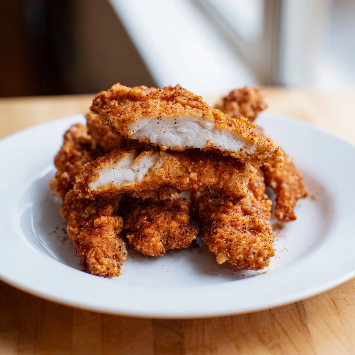 Crispy buttermilk fried chicken tenders, a classic American comfort food, served hot and juicy.