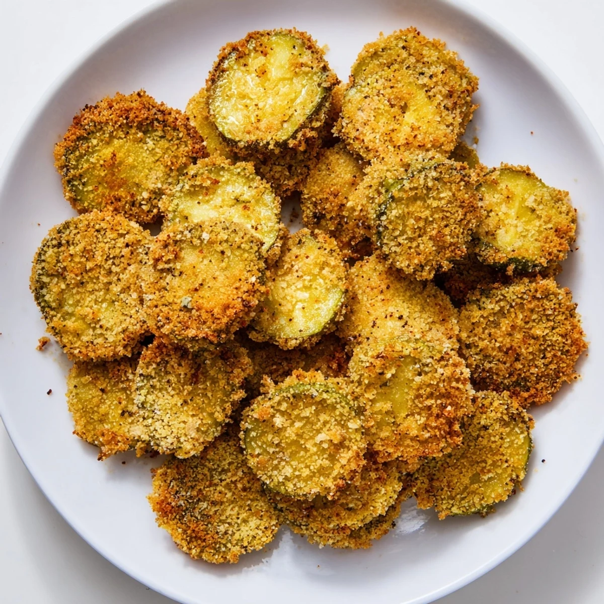 Golden, crispy fried pickles, a savory snack with a crunchy breading and perfect texture.