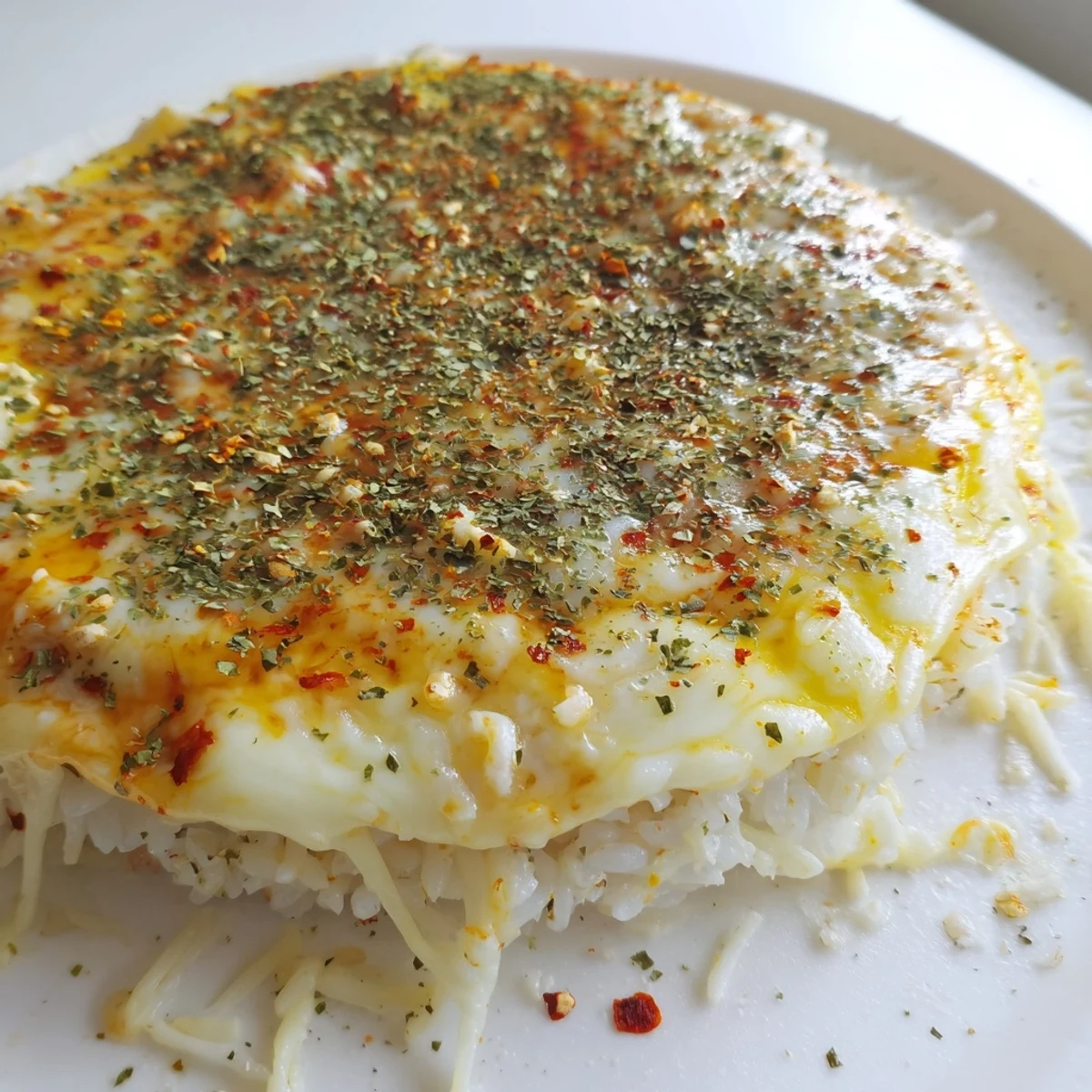 Stacked rice cakes layered with mozzarella and parmesan, baked until crisp and served with optional marinara or pesto dipping sauce.