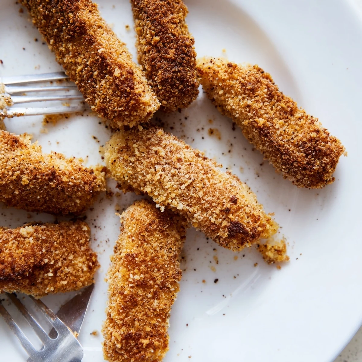 Golden, crunchy Crispy Panko Halloumi topped with smoked paprika and resting on a napkin-lined platter.