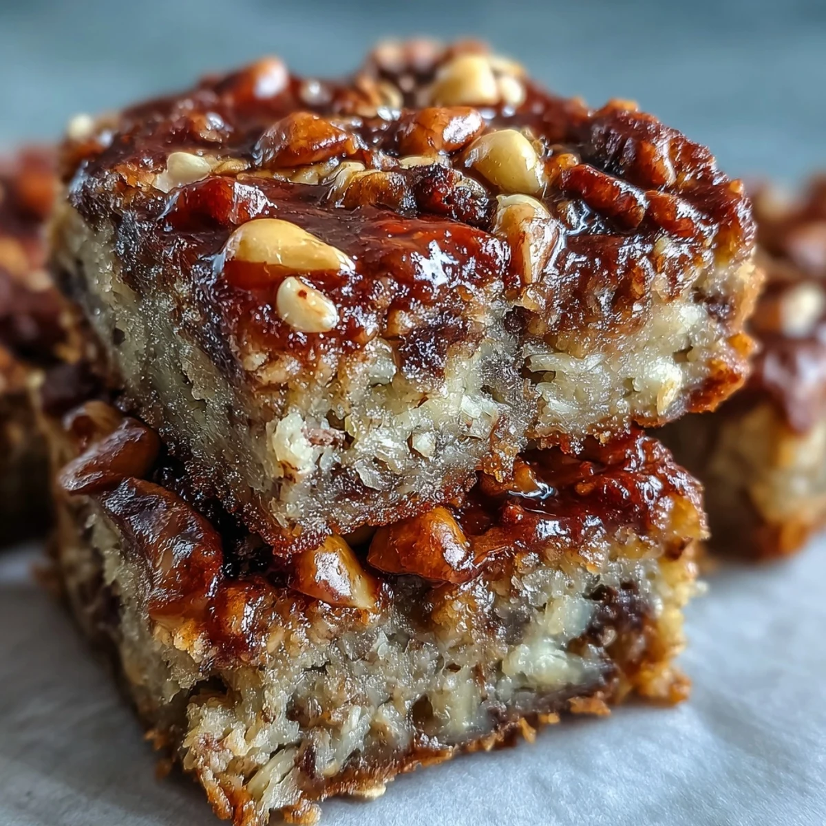 Homemade Baked Oatmeal Bars stacked on a plate, perfect for a healthy breakfast or snack.