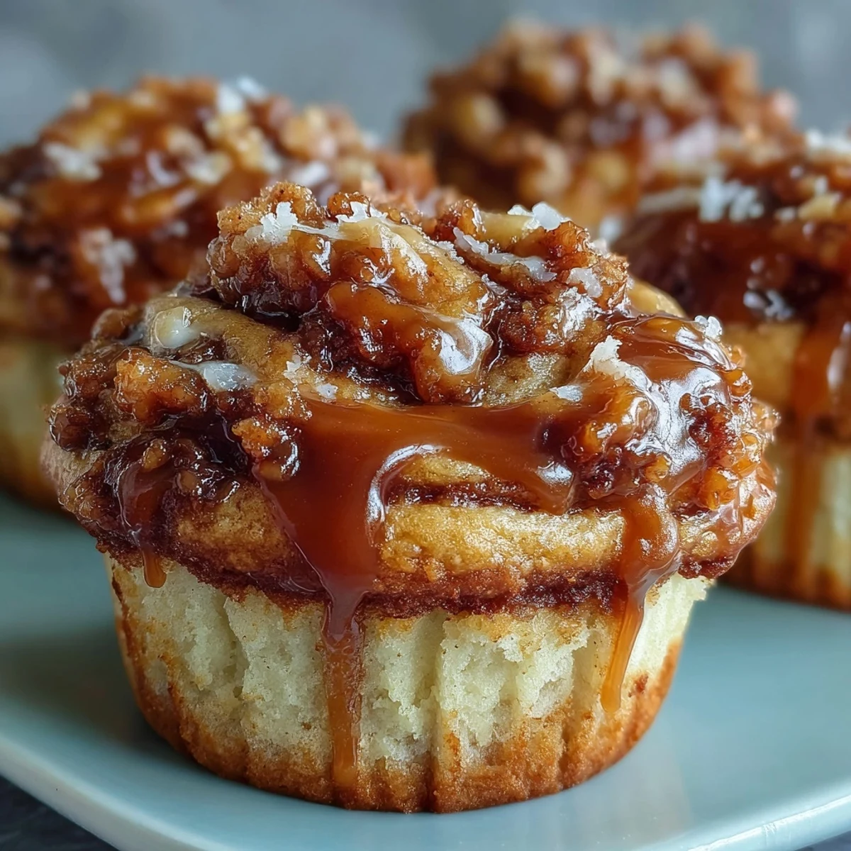 Moist banana bread muffins with luscious Caramel Cream Cheese Swirl Muffins, served warm with a cup of coffee.