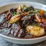Hearty slow cooker beef stew loaded with carrots, parsnips, and potatoes for a warming dinner.  