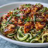 Healthy Easy Zucchini Noodle Stir Fry with Chicken - vibrant Asian-inspired stir fry featuring juicy chicken, fresh zucchini noodles, and crunchy vegetables in a light, gluten-free sauce.  