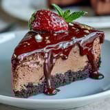 Decadent mini cheesecake cups featuring chocolate crust, velvety cream cheese filling, and strawberry topping—perfect elegant dessert for special occasions.