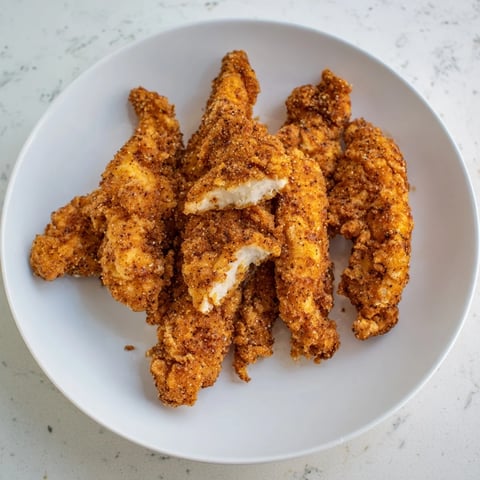 Golden brown buttermilk fried chicken tenders, perfectly crispy and ready for dipping.