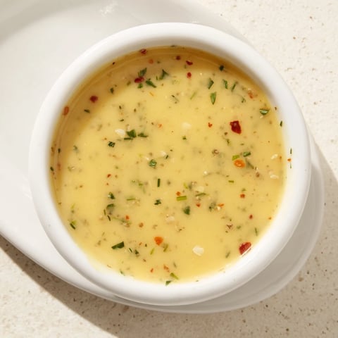 Creamy Cowboy Butter Sauce simmering in a pan with fresh garlic, parsley, and a kick of spice, ready for dipping steak.