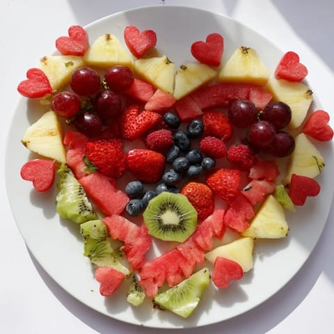 Vibrant Sweetheart Fruit Board ready to serve, featuring a visually stunning display of colorful, healthy fruits.