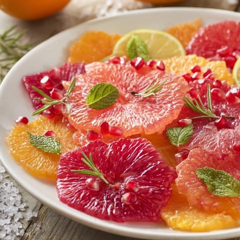 Bright citrus slices arranged on a platter, a beautiful fruit board for a refreshing snack.