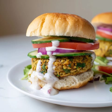 A close-up of delicious baked falafel sliders, perfect for a vegetarian meal, ready to be enjoyed.