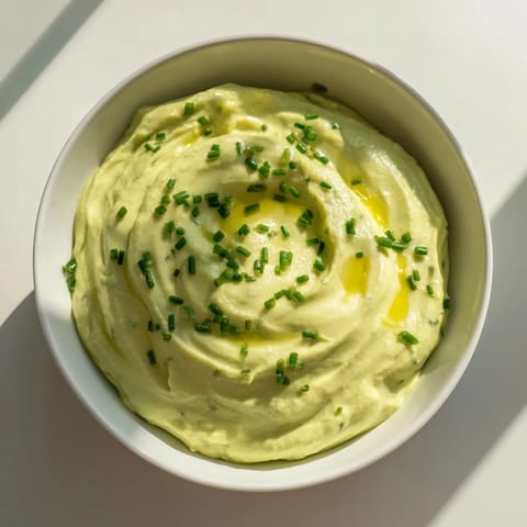 A bowl of Avocado Cottage Cheese Dip, perfectly blended, showcases its smooth texture and fresh herbs.