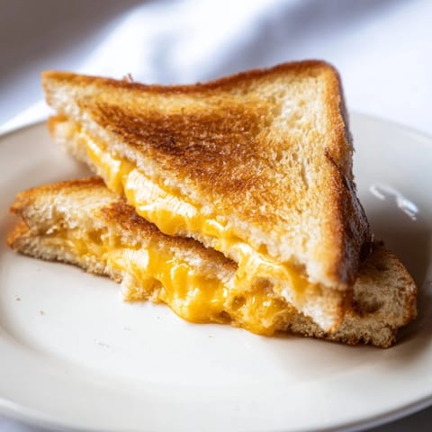 Melted cheese oozing from a perfectly toasted Mayo Grilled Cheese sandwich, promising a delicious bite.