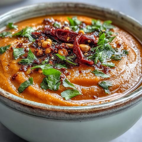 Vibrant Guava Chutney blended with coconut and spices, ready for a tempering pour over the bright bowl.