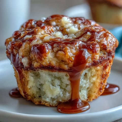 Warm Caramel Cream Cheese Swirl Muffins on a cooling rack, featuring golden tops and a rich cream cheese filling.
