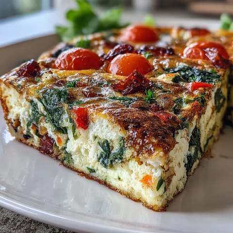 Wholesome egg white frittata loaded with zucchini, bell peppers, and feta for a satisfying, low-calorie brunch meal.  
