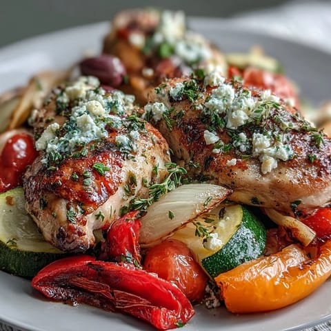 Juicy chicken breasts and fresh vegetables seasoned with lemon and oregano, baked in foil for a simple, Mediterranean-inspired dinner.