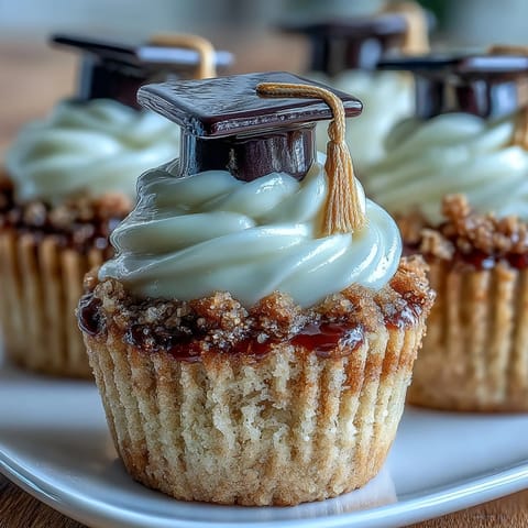 Simple Graduation Cupcakes with Cap Fondant Toppers: moist vanilla cupcakes topped with buttercream and fondant graduation caps, perfect for celebrating achievements.