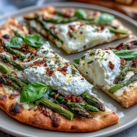 Roasted Asparagus Burrata Flatbread