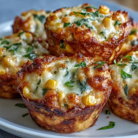 Golden Corn Cheddar Pizza Muffins with melted cheese, ready to enjoy.