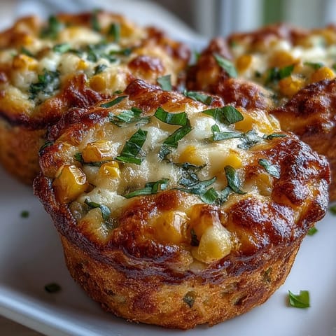 Savory Corn Cheddar Pizza Muffins bursting with corn and cheese, a delicious snack.