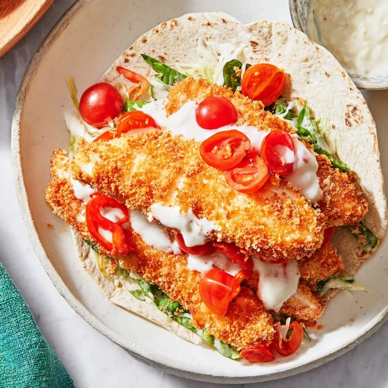 Delicious, easy Crispy Santa Hat Chicken Caesar Wrap ready to eat, perfect for any occasion.