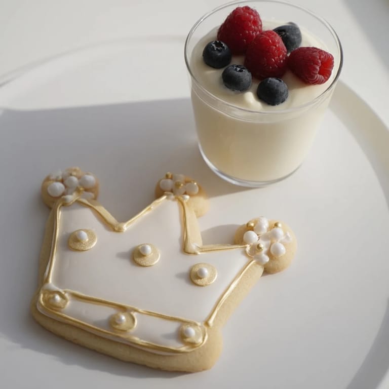This beautiful Princess Crown Dessert Tray features a festive array of sweet sugar-crown cookies.