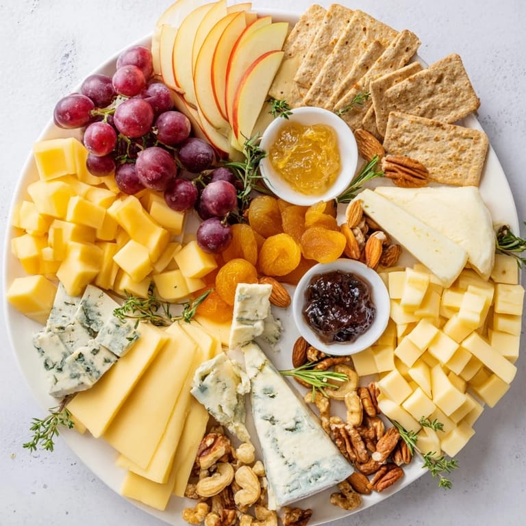 Delicious Housewarming Open House Spread features various cheeses, fruits, and nuts for easy party enjoyment.