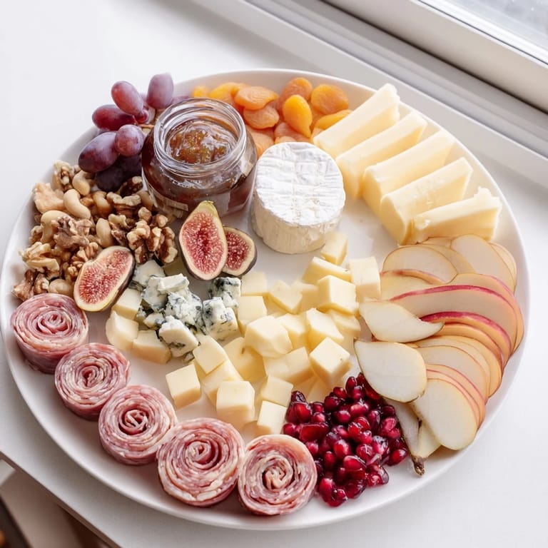 This Moments Magiques Plateau Bonne Année 2026 appetizer features perfectly arranged French cheeses and festive garnishes.