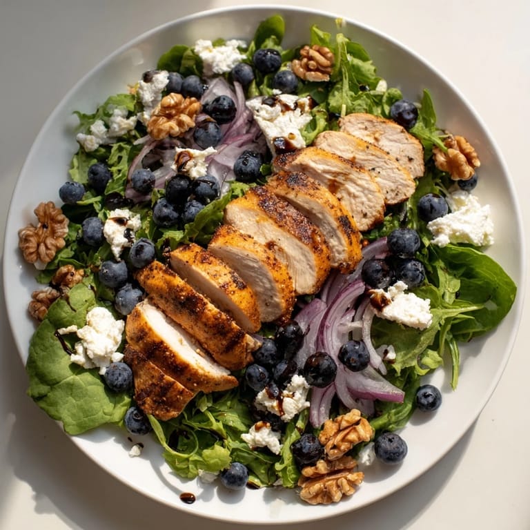 Enjoy the delicious blend of flavors in this easy Blueberry Goat Cheese Chicken Salad, perfectly plated!