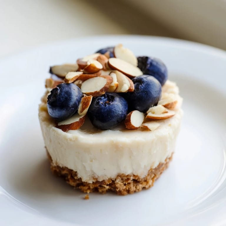 See the layers of the Protein Cheesecake Cups: crunchy base, creamy filling, and vibrant berry toppings.
