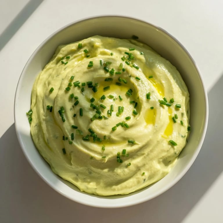 A bowl of Avocado Cottage Cheese Dip, perfectly blended, showcases its smooth texture and fresh herbs.