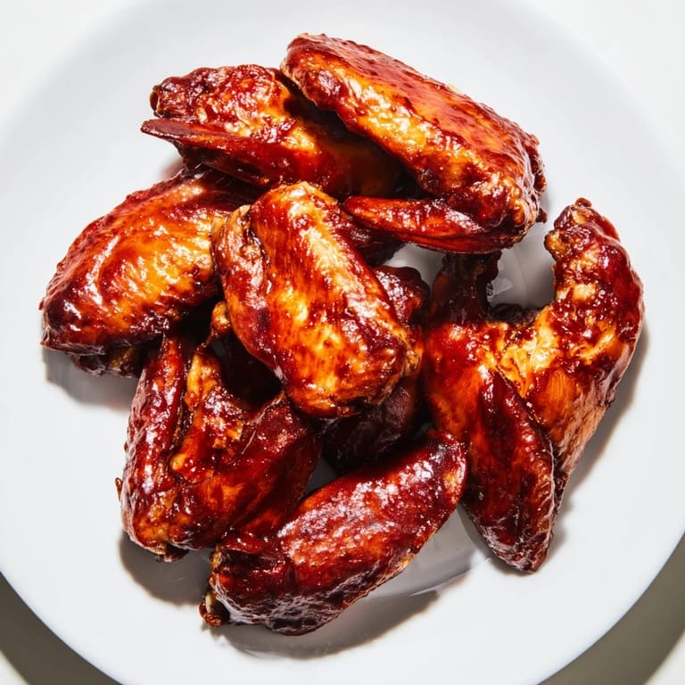 Close-up of irresistibly saucy Baked Sticky Honey BBQ Wings, perfect for game day with a sweet and savory bite.