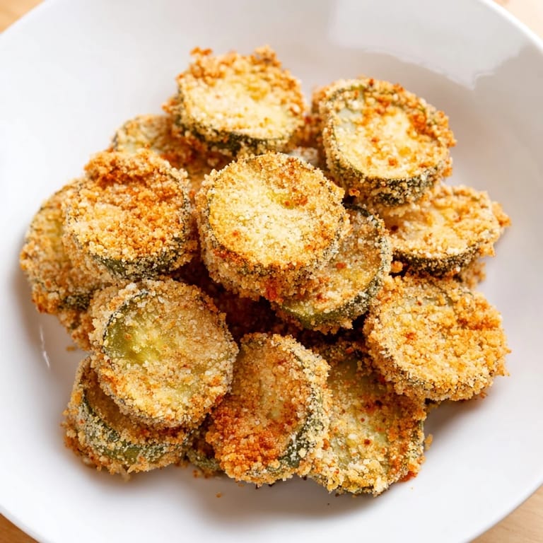 Warm, air-fried crispy fried pickles, a vegetarian appetizer served with creamy ranch dressing.