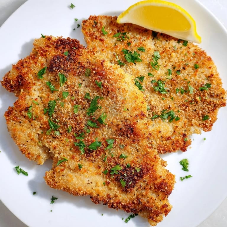 Perfectly fried Wiener Schnitzel, a classic Austrian dish with a light and crunchy breading.