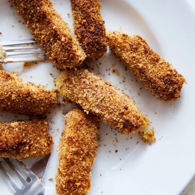 Golden, crunchy Crispy Panko Halloumi topped with smoked paprika and resting on a napkin-lined platter.