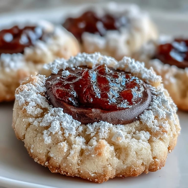 A close-up of Torticas de Guayaba highlights the soft, crumbly texture and the rich, gooey guava jam inside the thumbprint indentation.