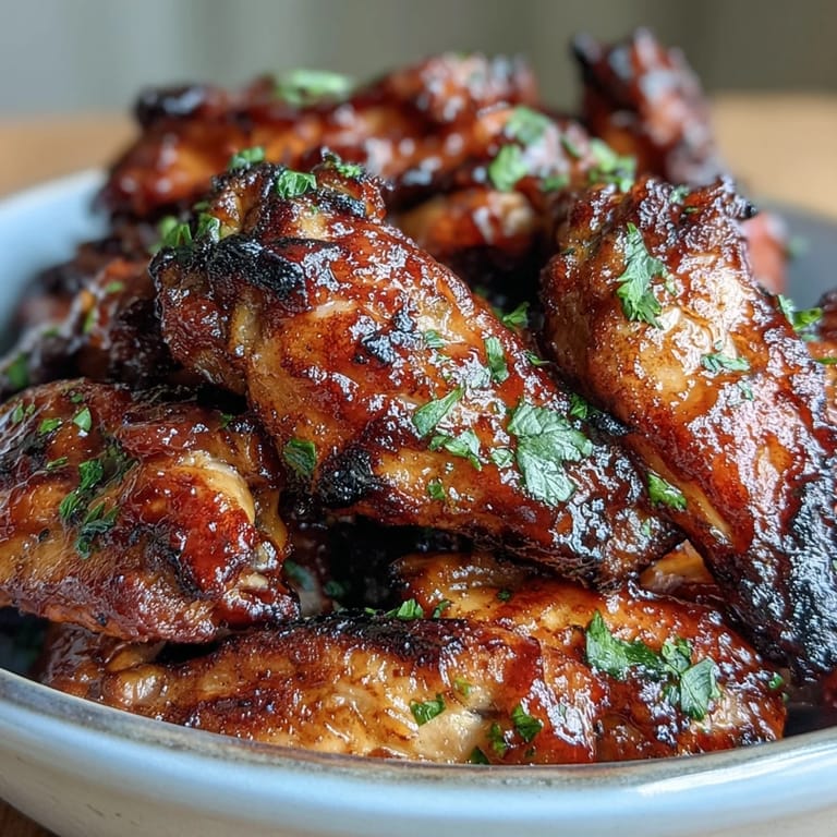 Crispy Guava BBQ Glazed Chicken Wings resting on a serving tray with blue dipping sauce.